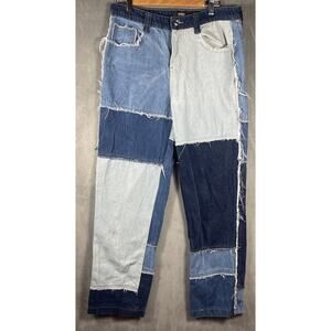 Jaded London Men's Relaxed Patchwork Jeans - Blue and Gray